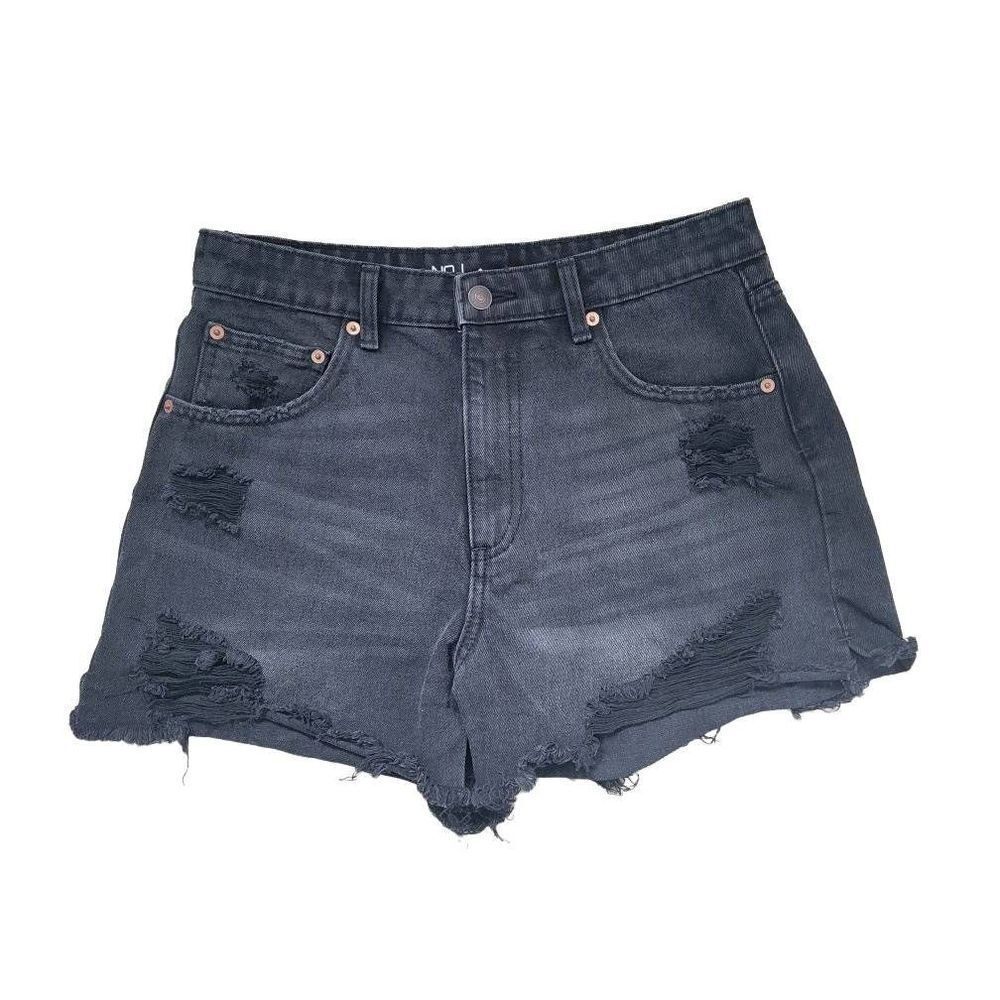 Black Denim Shorts Distressed High Waist womens size 30 Junior Size 11 NOBO
